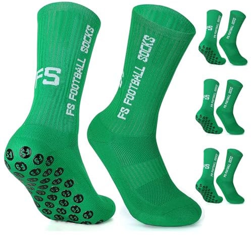 Gohanny Fußballsocken 3 Paar Rutschfeste Fußball Socken, Größen 39-36, Fussball Socken für Damen & Herren - Anti-Rutsch Grip Fußball Socken- Sportsocken Atmungsaktiv, Grün