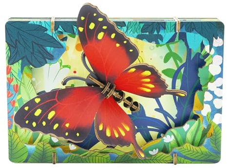 Sadodo 3D Wooden Puzzle DIY Kit, Colourful Butterfly Frame Desk Art Crafts,Insects Model Kit,for Girls Boys,3D Educational Creative Gifts for Kids,Home Decoration(3D Butterfly C018)