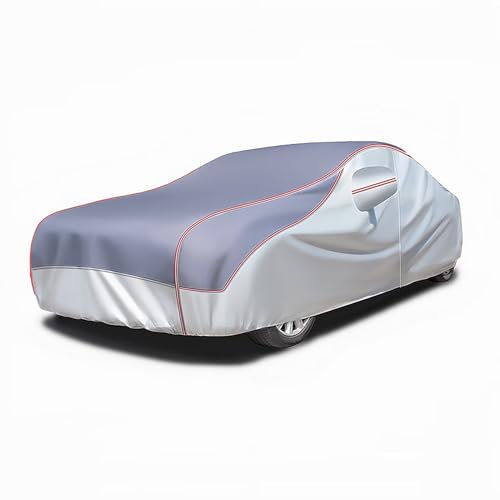Autoabdeckung für Nissan Micra,wasserdichte, Kratzfeste Auto-Schutzhülle, Anti-Hagel-Oxford-Stoff, komplette Garage, maßgeschneidert mit Tür-Reißverschluss