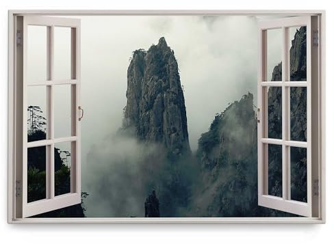 Paul Sinus Wandbild 120x80cm Fensterbild Asien Berge Felsen Nebel Natur Gebirge