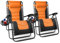 KEPLIN Set of 2 XXL Premium Heavy Duty Padded Zero Gravity Chairs - Luxurious Garden Recliners, Adjustable Headrest, Cup & Phone Holder, Foldable, Easy to Clean Patio Sun Loungers (Orange)