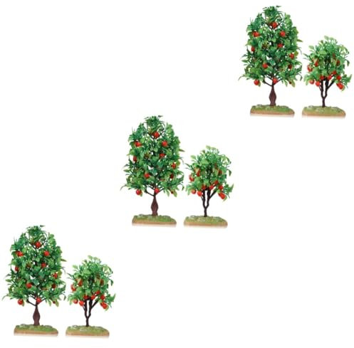 IMIKEYA Mini-obstbaum 6 Stück Apfelbaummodell Dioramabäume Modellbäume Modelleisenbahnzubehör Miniaturbäume Zum Basteln Kleine Bäume Baumbaumodell Künstliche Apfelbäume Grüner Landschaftsbaum
