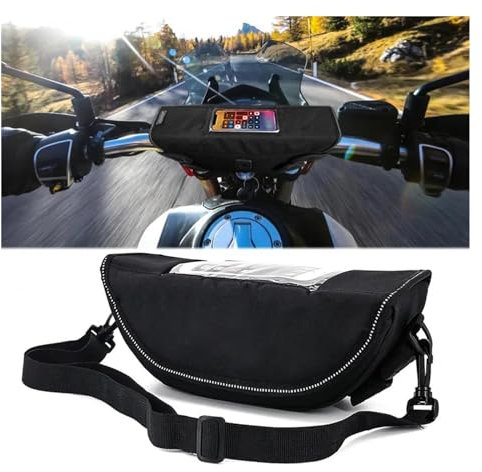 ZTQLIJQF Grip-Lenkertasche Für Honda DAX 125 ST125 Lenkertasche, wasserdichte Motorrad-Lenkrad-Navigationstasche (alle Modelle)(Black NO Logo)