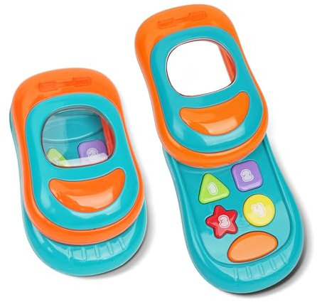 caterbee Baby Cell Phone Toy with Music and Light, Flip Phone Educational Toddler Toys for Toddlers, Deer Design (Flip phone)