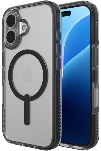 ZAGG Santa Cruz Snap Graphene-Reinforced Case for iPhone 16 [6.1-Inch], MagSafe Compatible, Anti-Yellowing, Scratch-Resistant, Slim Design, Shockproof Phone Back Cover (Black)