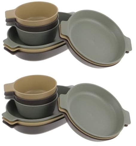 INOOMP 2ensembles Set De Vaisselle Réutilisable Plastique Portable Pour Pique- Kit De Bols Et Assiettes Légers Pour Repas Extérieur Pour Camping Et Barbecue