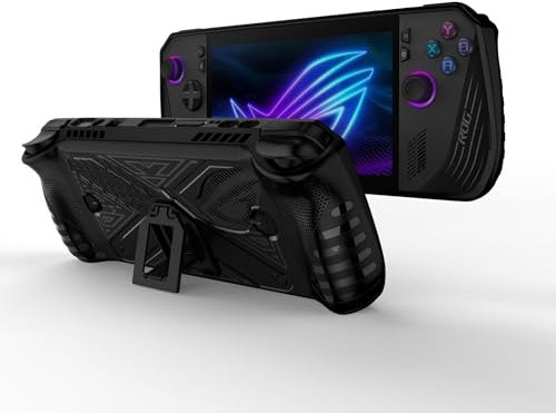 Hzycwgone Étui pour ROG Ally X 2024,Poignée TPU Housse de Protection pour ASUS ROG Ally X Console Portable 2024,Coque Arrière Souple avec Support pour ROG Ally X(Noir)