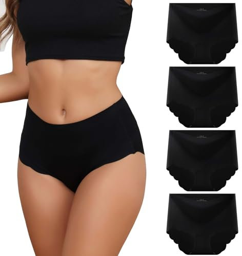 Dumwis Unterhosen Damen, Seamless Slips Unterwäsche, High Waist Nahtlose Panties, 4Er Pack Hipster Bequeme Ohne Abzeichnen, Taillenslip Sportunterwäsche
