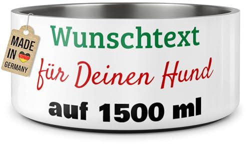 PR Print Royal Hundenapf personalisiert mit Name oder Text selbst gestalten - Wassernapf, Fressnapf Hund Bedrucken - Geschenke für Hundebesitzer | Edelstahl, rutschfest 1500 ml