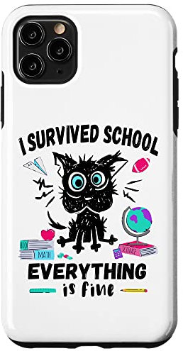iPhone 11 Pro Max Last Day of School - Funny Survived School Cat Humor Case