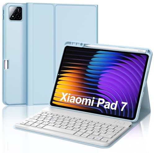 JADEMALL Tastiera per Xiaomi Pad 7/7 Pro 11.2 2025, Custodia con Italiana QWERTY Tastiera Bluetooth Staccabile per Xiaomi Pad 7/7 Pro 11.2 2025, Cielo blu