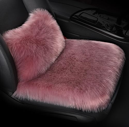 Morkite Lammfell Sitzkissen Lendenkissen,Autositzbezug Lendenkissen, Auto Kunstfell Sitzauflage, Langes Winter Warme Sitzkissenbezug, Universell für Autositz, Bürostuhl und meisten Stühle