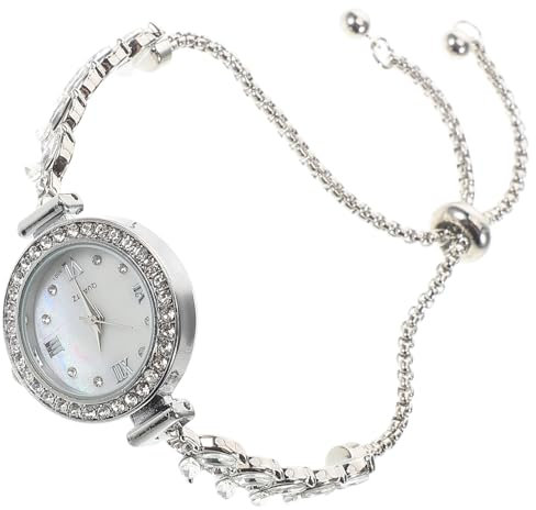 VALICLUD Elegante Damen Armbanduhr Mit Strass Und Meerjungfrau-Design Quarzuhr Mit Silberarmband Für Formelle Anlässe Luxus Damenarmbanduhr Mit Einzigartigem Charme Und Praktischer Zugmechanik