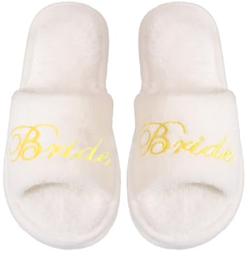 AffeGifts Mariée Pantoufles,Chaussons de Mariée à Venir Doux Chaussons Antidérapants Avec Semelle de 1cm