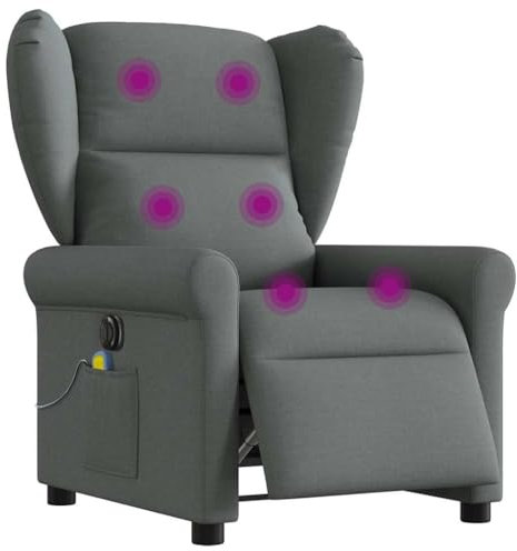 vidaXL Massagesessel Elektrisch Dunkelgrau Stoff, Massagestuhl, Sessel, Relaxsessel, Massagesessel, Sessel mit Massagefunktion