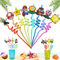 Paille Plastique pour Enfant, 8 Pièces Pailles pour Fêtes à Thème, Cartoon Pailles Spirales, Pailles Réutilisables Colorées, pour Fêtes Anniversaire Enfants Thème des Jeux de Dessins Animés (M4)