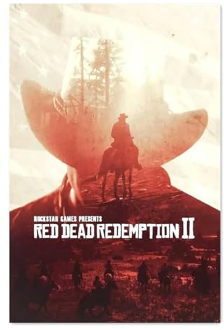 RDR2 Poster, Wandkunst, Videospiel, Leinwandposter, ästhetische Maldrucke, 40 x 60 cm, ungerahmt (B)