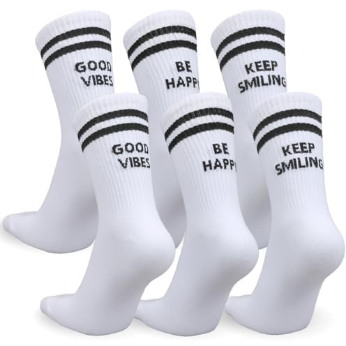 Montrestar Socken Herren Damen, Sportsocken 3 paar, 39-42 Tennis Socken, Schwarze Streifen Weiß Baumwollsocken, Geburtstagsgeschenk Geschenkideen Männer Frauen