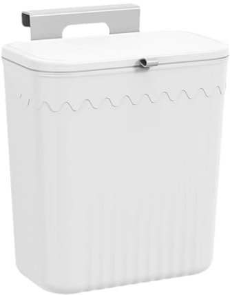 Blanc premium 27X13X29 Cm Poubelle Suspendue Cuisine Avec Couvercle PP Poubelle Murale Poubelles À Compost De Cuisine Poubelles De Cuisine Peu Encombrante Pour Portes D'armoires Placard Salle De Bain