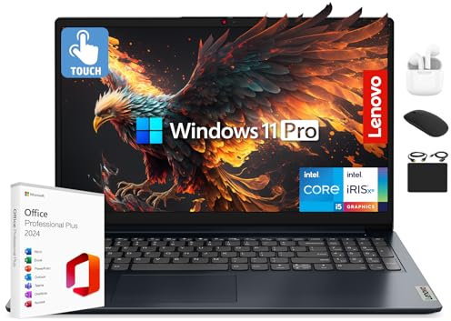 Lenovo IdeaPad Computer portatile 2025 Business, touchscreen FHD da 15,6 pollici, 40 GB di RAM, 2,5 TB di memoria (SSD da 2 TB +500 GB Ext), Intel Core i5 a 10 core, batteria lunga, HubxcelAccessory