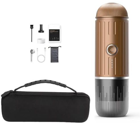 Fegtrtyoa 2 in 1 Elektrische -Espresso-Portable Kaffeemaschine, Kompatibel mit Gemahlenem Kaffee und Kleinen/Großen Kapseln,