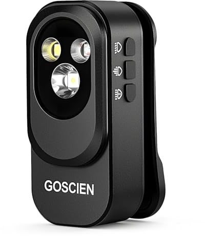GOSCIEN Pro Linterna EDC Recargable con Clip 500 Lúmenes Resistente al agua IPX6 Tres Modos de Iluminación, Carga USB-C Magnética - para Ciclismo, Emergencias, al Aire Libre, etc. (Negro)