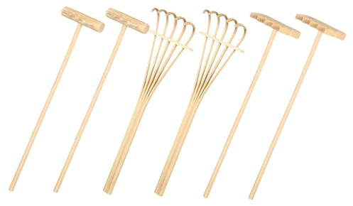 NOLITOY 6 Pièces Mini Râteaux de Jardin Zen Bambou Lot de Outils pour Sable de Table Accessoires Durables et Colorés pour Peinture Sable pour Détente et Créativité