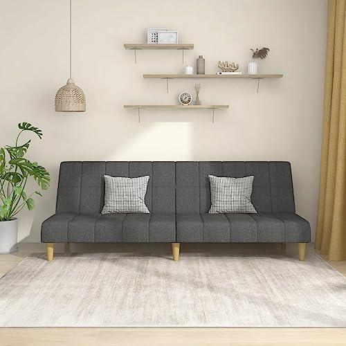 Teenpull Schlafsofa 2-Sitzer, dunkelgrau, Stoff, 200 cm, wandelbar, für Wohnzimmer, Gästezimmer, kleines Zimmer, Robustes Holzgestell, hohe Tragfähigkeit