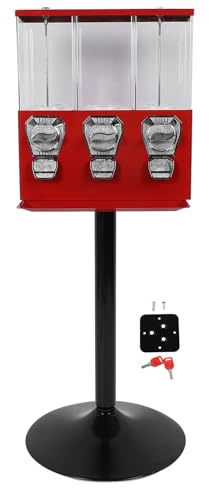TIKATARER Godisautomat med Stativ, Stöldskyddsnycklar Trippel Individuella Godislådor Pengastyrd Kommersiell Varuautomat med 3 Oberoende Kapslar för Företag Godisbank
