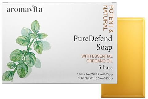 Aromavita Oregano Oil Soap Bars for Face, Hands & Body, Plant-Based, 5 Pack