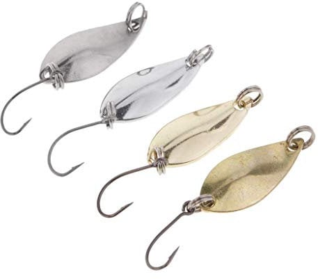 SGerste 4Pc Metal Fishing Lures w/Hooks - Spinner Baits Spoons for Bass Salmon Trout Without Feathers