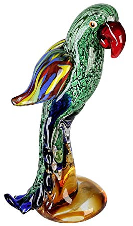 Casablanca - Skulptur, Dekofigur - Papagei - Glas - grün/rot/blau - Höhe 28 cm