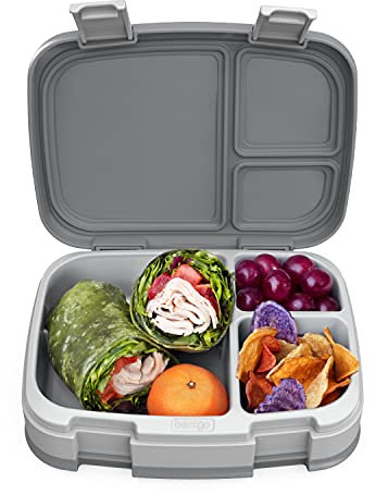Bentgo FRISCH,Auslaufsichere, vielseitige Lunchbox mit 4 Fächern im Bento-Stil mit herausnehmbarem Trennwand,BPA-frei, lebensmittelechte Materialien (grau)