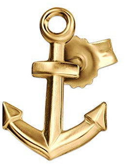 CLEVER SCHMUCK Goldener Kleiner einzelner Ohrring als Single Ohrstecker Anker 11 x 7 mm glänzend 333 Gold 8 Karat für Damen, Jugendliche oder Herren (1 Stück) im Schmucketui
