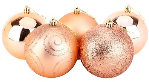 Christmas Concepts® Pack of 5-100mm (4) Large Baubles - Shiny, Matte & Glitter Design - Christmas Decorations (Champagne)