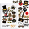 VINFUTUR 35 pz Photo Booth Compleanno 50 Anni Gadget Foto Props Accessori Kit Compleanno Fotografica Puntello Decorazioni DIY per Festa Celebrazione