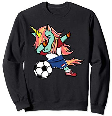 Dabbing Unicorn Netherlands Football - Dutch Flag Soccer Sweatshirt