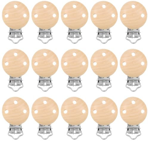 RosewineC Pinzas para chupete de bebé, de madera, para chupete de bebé, 15 piezas (madera)