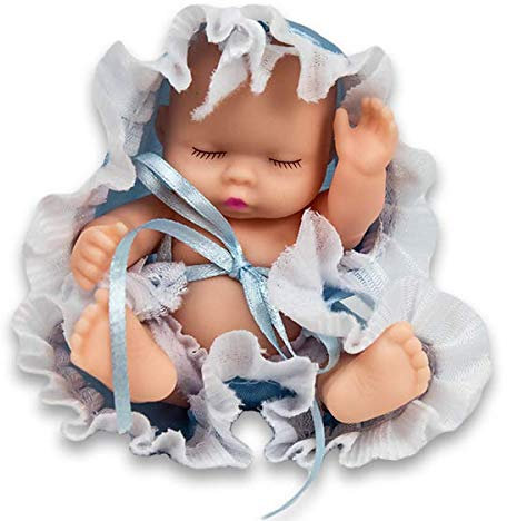 Trendario Babypuppe - Mini Spielzeugpuppe für Kinder - Puppe mit Stoffwindel Junge und Mädchen - Spielzeug Baby in Kugel (Junge)