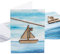 Logbuch-Verlag 10 Geburtstagskarten Einladungskarten mit Holzschiff - Karte blau natur mit Kuvert - Motiv Meer Boot Wasser