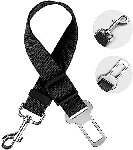LauCentral Ceinture Chien Voiture, Harnais Chien Universel, Ceinture de Sécurité Indéchirable Durable Réglable 50-90cm pour Tous Les Chiens et Chats, Nylon Noir