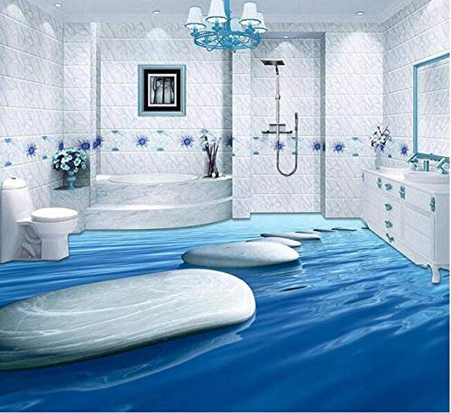 3D-Wandaufkleber, Kieselsteine, der Wasserstein, Badezimmer, Bodenbelag, Malerei, Fototapete für Wände, 3D-150 x 105 cm