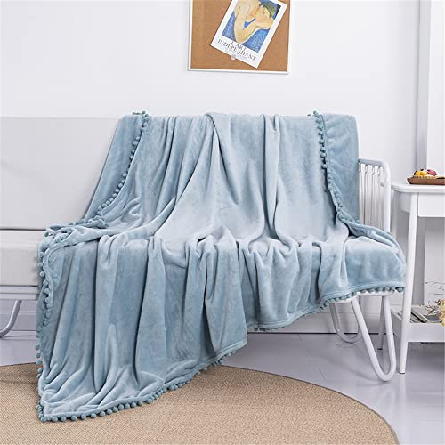 Treer Kuscheldecke Flanell Decke Überwurf - Einfarbig Wohndecke Weiche Mikrofaser Fleecedecke als Sofadecke, Couchdecke, Sofaüberwurf, Bettüberwurf, Tagesdecke (Eisblau,180X200cm)