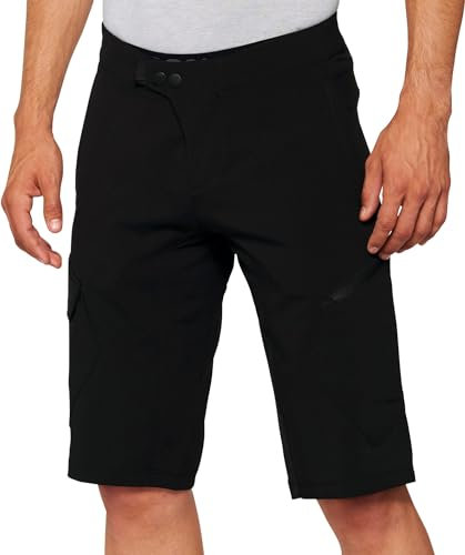 100% MTB WEAR Unisex Ridecamp Shorts W/Liner Black-36 Pants, Schwarz, 36