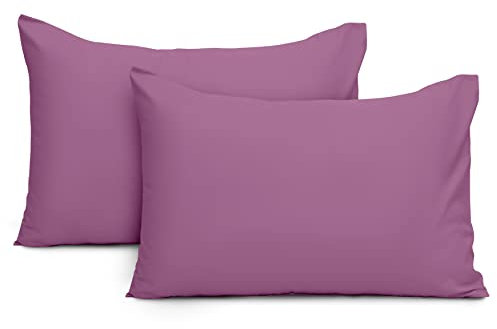 Imperial Rooms Pillow Cases 2 Pack Brushed Microfibre Pillow Covers (Purple, Pillow Cases 2 Pack)