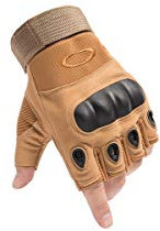 AXELENS Motorradhandschuhe Militär Taktische Fingerlose Halbfinger Handschuhe Herren fur Motorrad Rad Arbeit Anti-rutsch Outdoor Wattiert MTB Winddicht mit Knöchelschutz - BEIGE BRAUN M