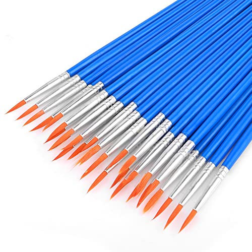 Prasacco 30 Stück Pinsel, Nylon Runde Pinsel Künstlerpinsel Detailpinsel für Körper Gesicht Felsen Leinwand, Gemälde Liebhaber Kinder und Erwachsene zum Zeichnen Basteln (16.5cm)