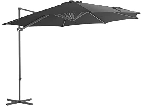 INLIFE Parasol déporté avec mât en acier anthracite 300 cm