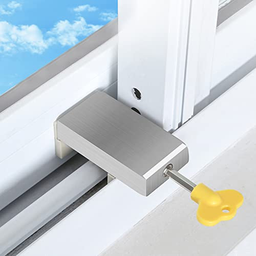 Finestra Scorrevole Serratura, Ferma Finestra Scorrevole con Chiave Regolabile Fermaporta Scorrevole Bambini Sicurezza Finestre Fermaporta per la Sicurezza Del Bambino (1PC)