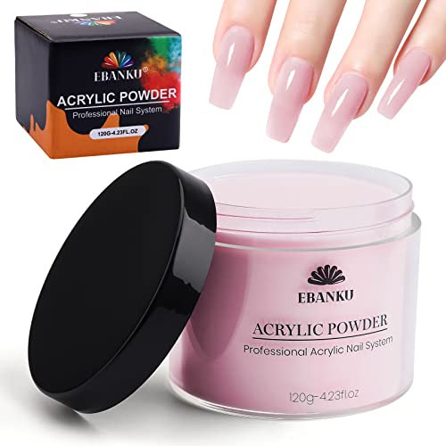 EBANKU Rosa Acrylpulver, 120 g / 4,23 oz Acrylpulver Große Kapazität Professionelles Acrylnagelpulver für Nagelacrylverlängerung, Nagelschnitzen, langlebig, keine Nagellampe erforderlich
